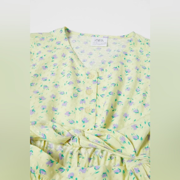 Zara kids Girls Cut Out flowers print knotted Dress - Picture 3 of 11